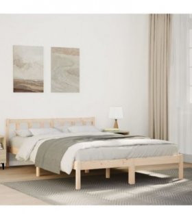 vidaXL Extra Long Bed Frame without Mattress 140x210 cm Solid Wood Pine — Colour: Natural, Size: 140 x 210 cm