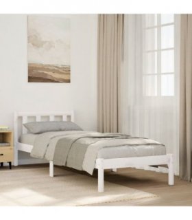 vidaXL Bed Frame | White | Solid pine wood | Single, 80x210 cm | Extra Long — Size: 80 x 210 cm