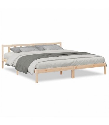 vidaXL Extra Long Bed Frame without Mattress 180x220 cm Solid Wood Pine — Colour: Natural, Size: 180 x 220 cm