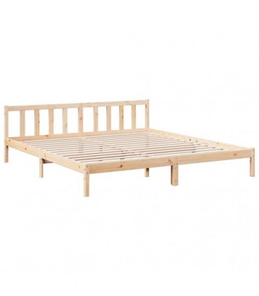 vidaXL Extra Long Bed Frame without Mattress 180x220 cm Solid Wood Pine — Colour: Natural, Size: 180 x 220 cm