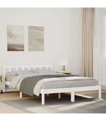 vidaXL Extra Long Bed Frame without Mattress White 140x210 cm Solid Wood Pine — Size: 140 x 210 cm