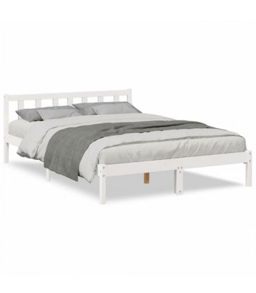 vidaXL Extra Long Bed Frame without Mattress White 140x210 cm Solid Wood Pine — Size: 140 x 210 cm