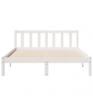 vidaXL Extra Long Bed Frame without Mattress White 140x210 cm Solid Wood Pine — Size: 140 x 210 cm