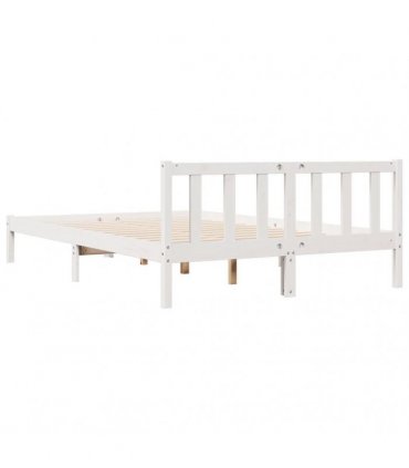 vidaXL Extra Long Bed Frame without Mattress White 140x210 cm Solid Wood Pine — Size: 140 x 210 cm
