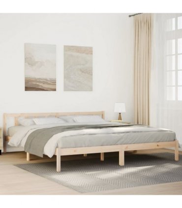vidaXL Extra Long Bed Frame without Mattress 200x220 cm Solid Wood Pine — Colour: Natural, Size: 200 x 220 cm