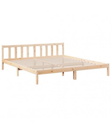 vidaXL Extra Long Bed Frame without Mattress 200x220 cm Solid Wood Pine — Colour: Natural, Size: 200 x 220 cm