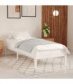 810003 vidaXL Bed Frame without Mattress White Solid Wood 90x200 cm — Size: 90 x 200 cm
