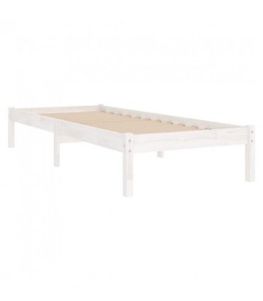 810003 vidaXL Bed Frame without Mattress White Solid Wood 90x200 cm — Size: 90 x 200 cm