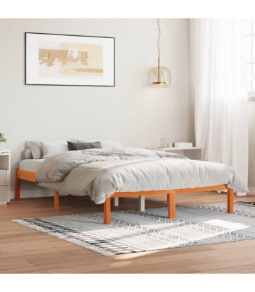 vidaXL Bed Frame without Mattress Wax Brown 120x200 cm Solid Wood Pine — Size: 120 x 200 cm — V0672028019