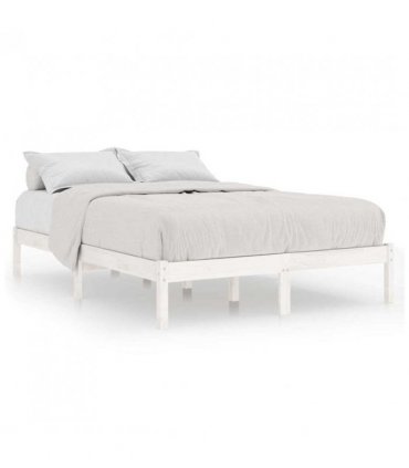 vidaXL Bed Frame without Mattress White Solid Wood Super King Size — Size: 180 x 200 cm
