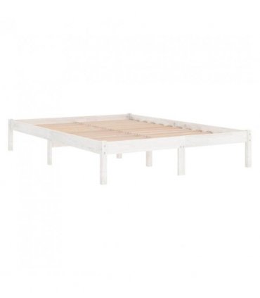 vidaXL Bed Frame without Mattress White Solid Wood Super King Size — Size: 180 x 200 cm