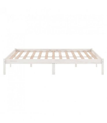 vidaXL Bed Frame without Mattress White Solid Wood Super King Size — Size: 180 x 200 cm