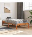 vidaXL Bed Frame without Mattress Wax Brown 75x190 cm Small Single Solid Wood Pine — Size: 75 x 190 cm
