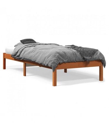 vidaXL Bed Frame without Mattress Wax Brown 75x190 cm Small Single Solid Wood Pine — Size: 75 x 190 cm