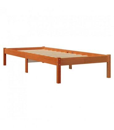 vidaXL Bed Frame without Mattress Wax Brown 75x190 cm Small Single Solid Wood Pine — Size: 75 x 190 cm