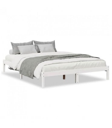 vidaXL Extra Long Bed Frame without Mattress White 140x220 cm Solid Wood Pine — Size: 140 x 220 cm — V0672028037