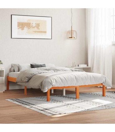vidaXL Bed Frame without Mattress Wax Brown 140x200 cm Solid Wood Pine — Size: 140 x 200 cm — V0672028039