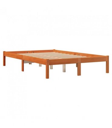 vidaXL Bed Frame without Mattress Wax Brown 140x200 cm Solid Wood Pine — Size: 140 x 200 cm — V0672028039