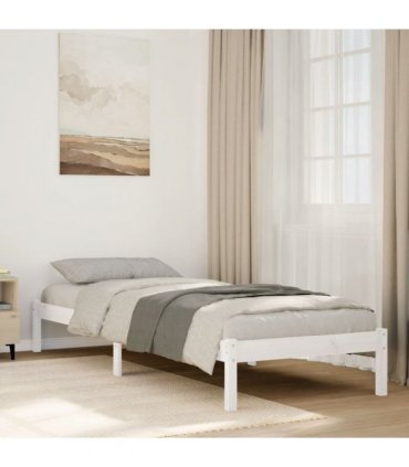 vidaXL Extra Long Bed Frame without Mattress White 100x220 cm Solid Wood Pine — Size: 100 x 220 cm — V0672028043