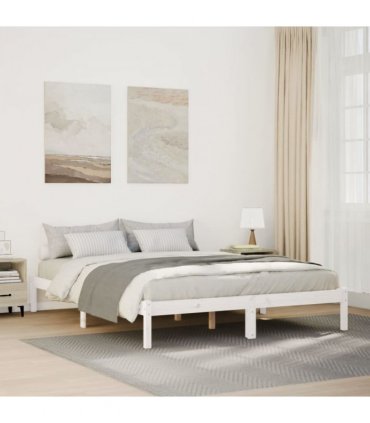 vidaXL Extra Long Bed Frame without Mattress White 160x210 cm Solid Wood Pine — Size: 160 x 210 cm — V0672028045