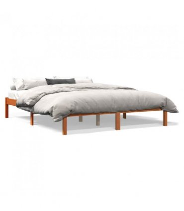 vidaXL Bed Frame without Mattress Wax Brown 150x200 cm King Size Solid Wood Pine — Size: 150 x 200 cm