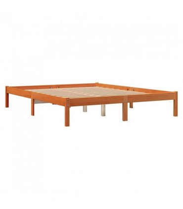 vidaXL Bed Frame without Mattress Wax Brown 150x200 cm King Size Solid Wood Pine — Size: 150 x 200 cm