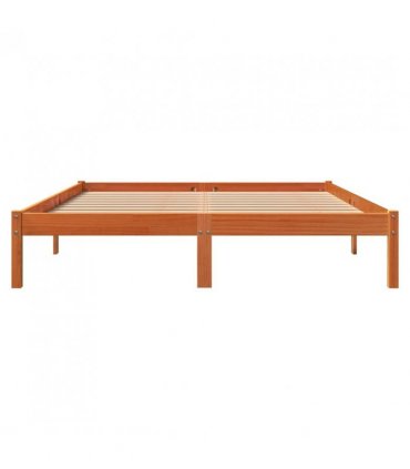 vidaXL Bed Frame without Mattress Wax Brown 150x200 cm King Size Solid Wood Pine — Size: 150 x 200 cm