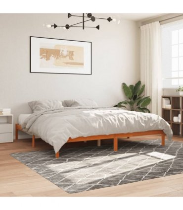 vidaXL Bed Frame without Mattress Wax Brown 200x200 cm Solid Wood Pine — Size: 200 x 200 cm — V0672028055