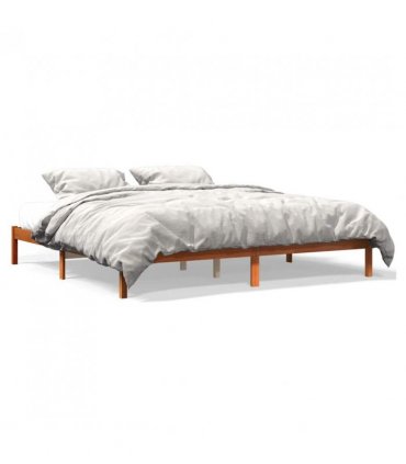 vidaXL Bed Frame without Mattress Wax Brown 200x200 cm Solid Wood Pine — Size: 200 x 200 cm — V0672028055