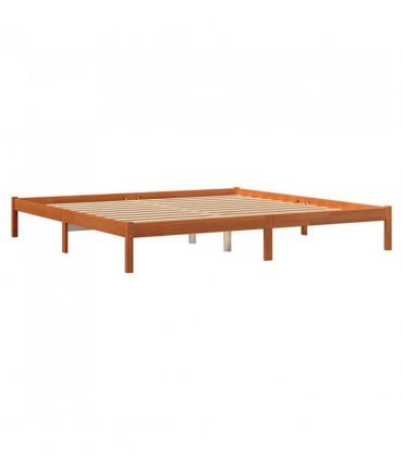vidaXL Bed Frame without Mattress Wax Brown 200x200 cm Solid Wood Pine — Size: 200 x 200 cm — V0672028055