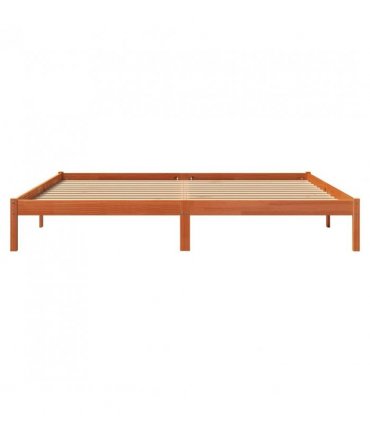 vidaXL Bed Frame without Mattress Wax Brown 200x200 cm Solid Wood Pine — Size: 200 x 200 cm — V0672028055