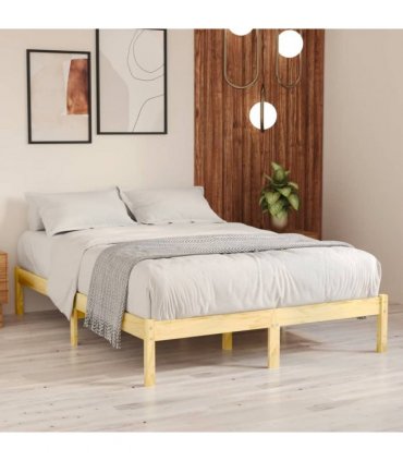 vidaXL Bed Frame without Mattress Solid Wood King Size — Colour: natural, Size: 150 x 200 cm