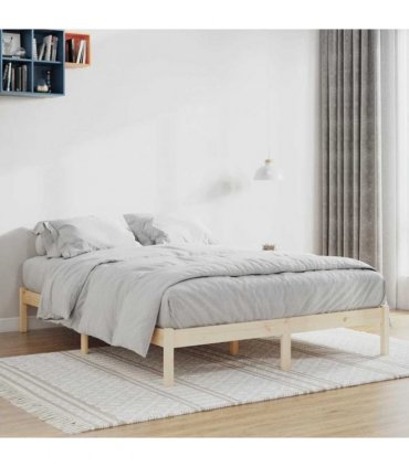 vidaXL Bed Frame without Mattress 193x203 cm Solid Wood Pine King — Colour: natural, Size: 193 x 203 cm