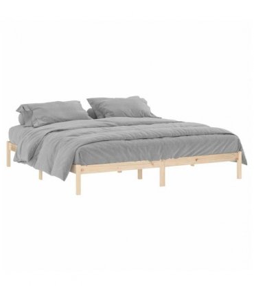 vidaXL Bed Frame without Mattress 193x203 cm Solid Wood Pine King — Colour: natural, Size: 193 x 203 cm