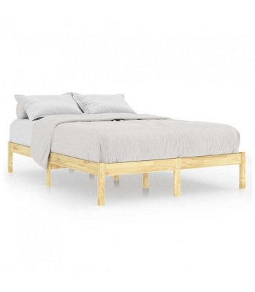 vidaXL Bed Frame | Natural wood | Solid pinewood | 135x190 cm mattress size — Size: 135 x 190 cm
