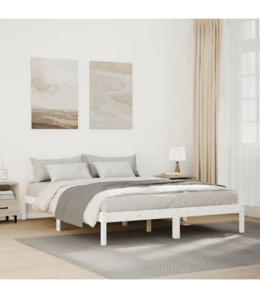 vidaXL Extra Long Bed Frame without Mattress White 140x210 cm Solid Wood Pine — Size: 140 x 210 cm — V0672028072