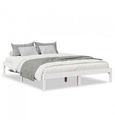 vidaXL Extra Long Bed Frame without Mattress White 140x210 cm Solid Wood Pine — Size: 140 x 210 cm — V0672028072