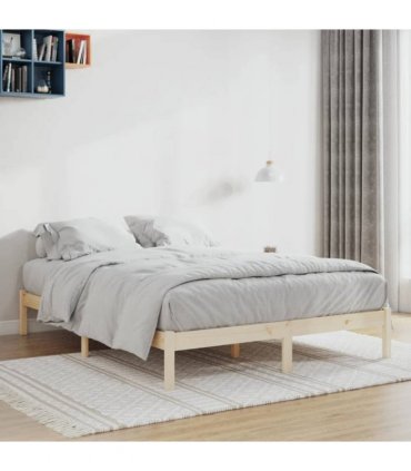 vidaXL Bed Frame without Mattress 152x203 cm Solid Wood Pine Queen — Colour: natural, Size: 152 x 203 cm