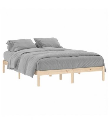 vidaXL Bed Frame without Mattress 152x203 cm Solid Wood Pine Queen — Colour: natural, Size: 152 x 203 cm
