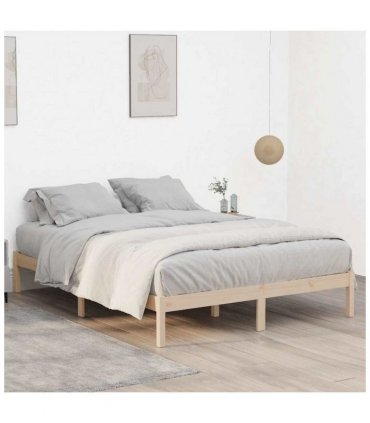 vidaXL Bed Frame without Mattress 152x203 cm Solid Wood Pine Queen — Colour: natural, Size: 152 x 203 cm
