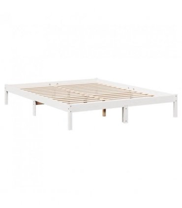 vidaXL Extra Long Bed Frame without Mattress White 160x220 cm Solid Wood Pine — Size: 160 x 220 cm