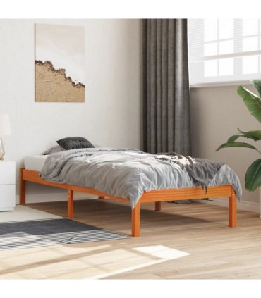 vidaXL Bed Frame without Mattress Wax Brown 100x200 cm Solid Wood Pine — Size: 100 x 200 cm