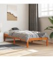 vidaXL Bed Frame without Mattress Wax Brown 100x200 cm Solid Wood Pine — Size: 100 x 200 cm