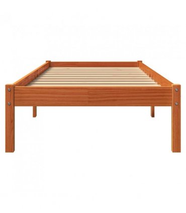 vidaXL Bed Frame without Mattress Wax Brown 100x200 cm Solid Wood Pine — Size: 100 x 200 cm