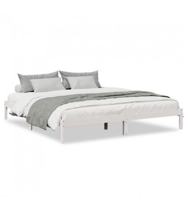 vidaXL Extra Long Bed Frame without Mattress White 200x220 cm Solid Wood Pine — Size: 200 x 220 cm — V0672028082