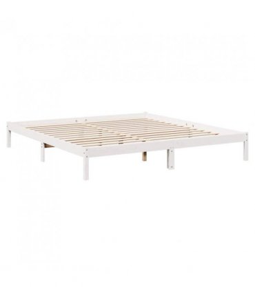 vidaXL Extra Long Bed Frame without Mattress White 200x220 cm Solid Wood Pine — Size: 200 x 220 cm — V0672028082