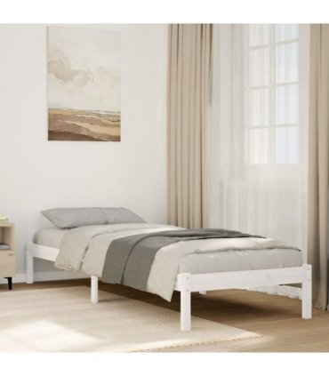 vidaXL Extra Long Bed Frame without Mattress White 90x220 cm Solid Wood Pine — Size: 90 x 220 cm