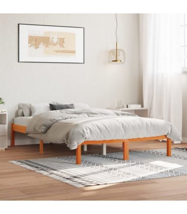 vidaXL Bed Frame without Mattress Wax Brown 135x190 cm Double Solid Wood Pine — Size: 135 x 190 cm — V0672028084