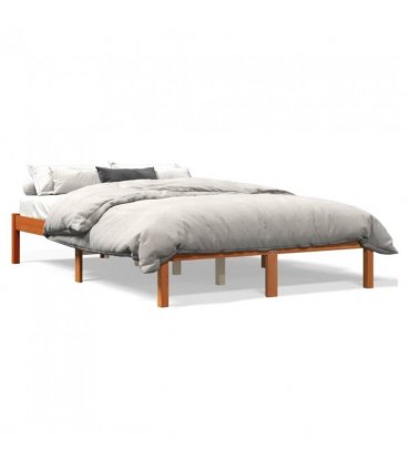 vidaXL Bed Frame without Mattress Wax Brown 135x190 cm Double Solid Wood Pine — Size: 135 x 190 cm — V0672028084