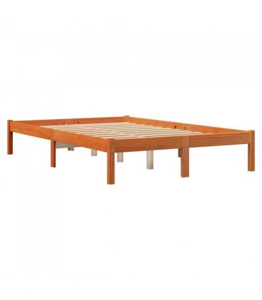 vidaXL Bed Frame without Mattress Wax Brown 135x190 cm Double Solid Wood Pine — Size: 135 x 190 cm — V0672028084